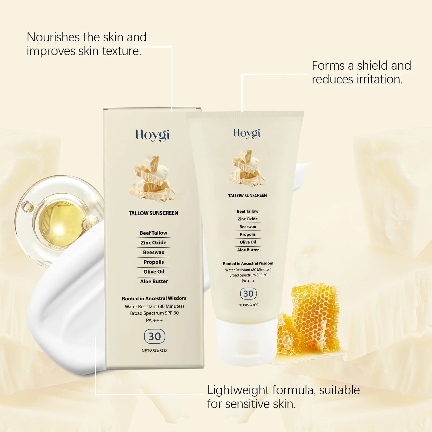 85g SPF30 Body Sunscreen Lotion Lightweight Refreshing Non-sticky Breathable Sweatproof Anti-UV Glowing Hydrating Sunblock Cream