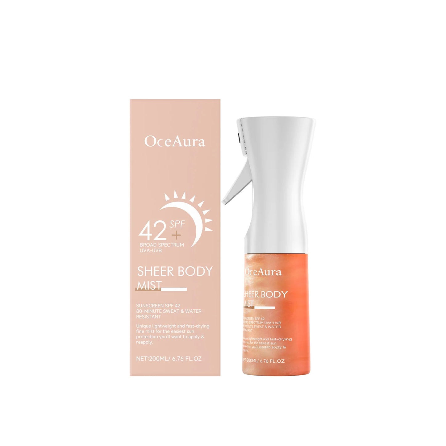 Oceaura Body Sunscreen Spray Lasting Prevent UV Refreshing Moisturizing Non-greasy Reduce Redness Sweatproof Sunscreen Spray