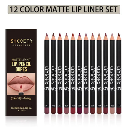 Waterproof Matte Lipliner Pencil Red Contour Tint Lipstick Long Lasting Non-stick Cup Moisturising Lips Makeup 12 Colors