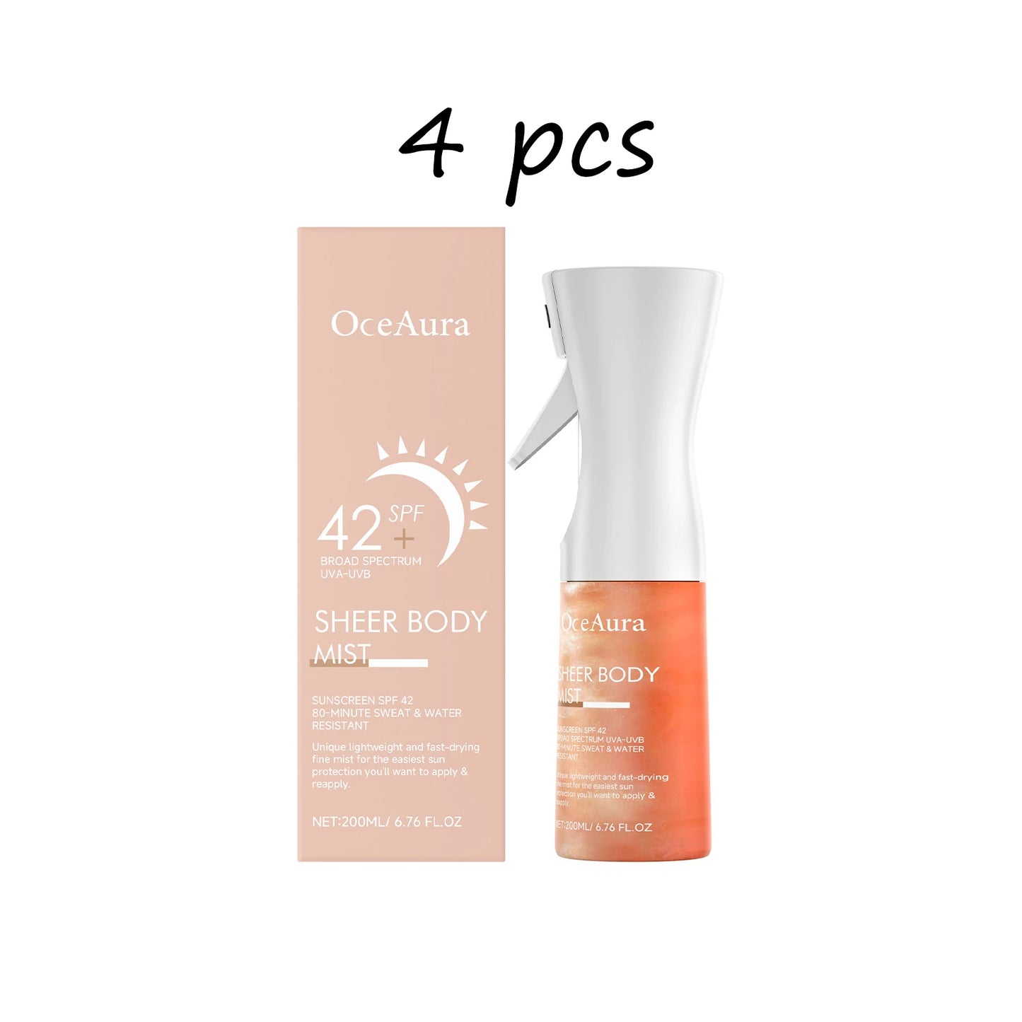 Oceaura Body Sunscreen Spray Lasting Prevent UV Refreshing Moisturizing Non-greasy Reduce Redness Sweatproof Sunscreen Spray