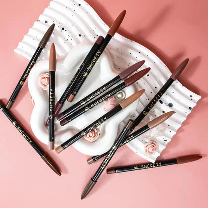 Waterproof Matte Lipliner Pencil Red Contour Tint Lipstick Long Lasting Non-stick Cup Moisturising Lips Makeup 12 Colors