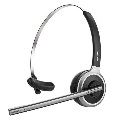 1/2 pack Mpow M5 Bluetooth V5.0 Headset Wireless Truck Driver Headphones Hands-free Call Headset with Mic for Call Center Office