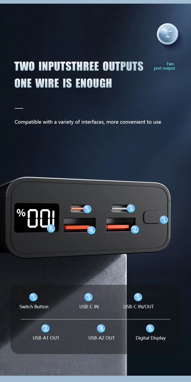 Power Bank 20000mAh PD 22.5W Fast Charging Mobile Phone External Battery Charger Powerbank 20000mAh