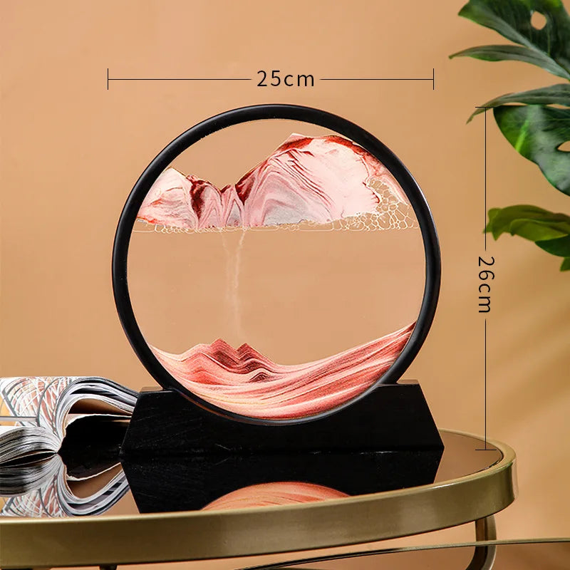 12 Inch 3D Moving Sand Art Picture Round Glass Ocean Sandscape Hourglass Quicksand Craft Flowing Sand Painting Home Decor