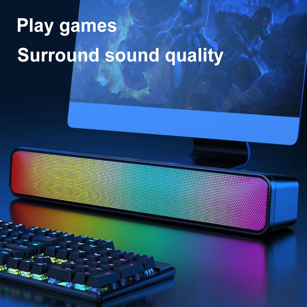 RGB Color Wireless Speaker Bluetooth 3D Stereo Sound Bar & Subwoofer USB Computer Speaker Double Speaker High Volume for PC Game