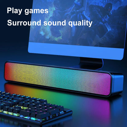 RGB Color Wireless Speaker Bluetooth 3D Stereo Sound Bar & Subwoofer USB Computer Speaker Double Speaker High Volume for PC Game