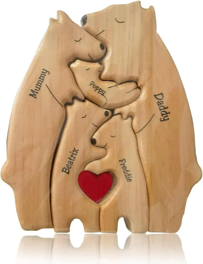 Custom Name Wooden Bear Home Art Puzzle Personalized Birthday Gift Art Puzzle Home Decor Christmas Thanksgiving Mom Home Gifts