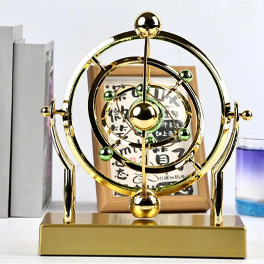 Cosmic Celestial Motion Ornament, Perpetual Rotation Newton's Cradle with LED Lights Solar System Desk Decor for Living Roo R4L5