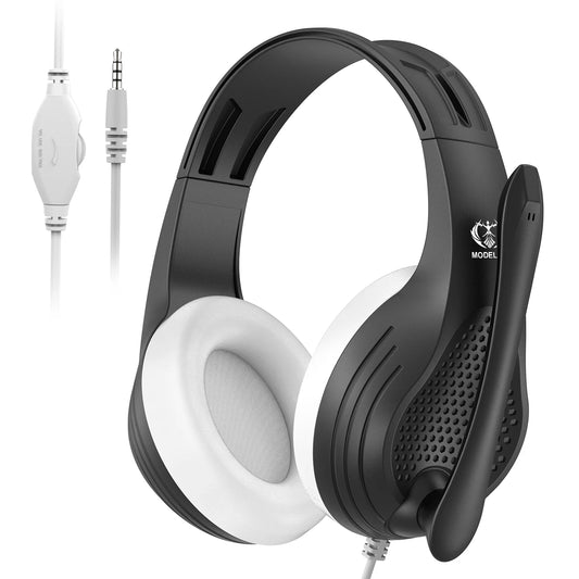3.5mm Wired Over-Ear Headphones with Mic, Noise Cancelling, Stereo Bass, Soft Earmuffs for Gaming PC/PS4/PS5/XBOX/Laptop/Phone/T