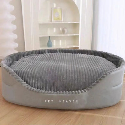 A super sized pet bed that is soft, dirt resistant, non slip, comfortable, suitable for living rooms, outdoor places, and suitab