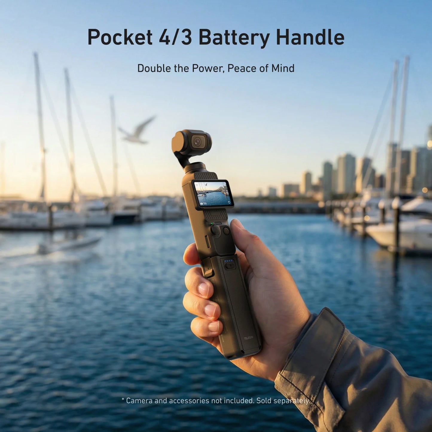 TELESIN 5000Mha Battery Handle for DJI OSMO Pocket 4 3 Camera Hand Grip Holder Tripod 5000Mha Powerbank Charging For Pocket 4 3