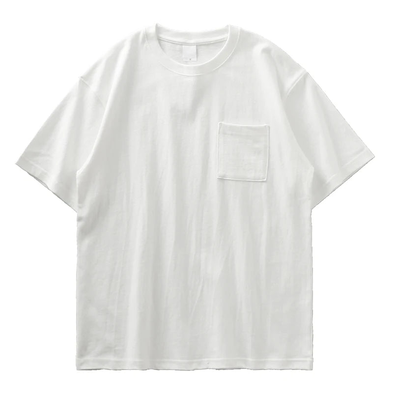 Dukeen 320gsm Heavy Short-Sleeved T-Shirt Men's Summer Vintage Half-Sleeve Pure Cotton Tees White Tops for Unisex