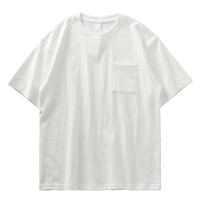 Dukeen 320gsm Heavy Short-Sleeved T-Shirt Men's Summer Vintage Half-Sleeve Pure Cotton Tees White Tops for Unisex