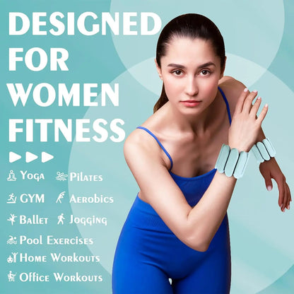 Adjustable Silicone Wrist & Ankle Weights, 2lb Each for Yoga, Pilates, Home Gym, Dance, Cardio
