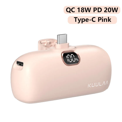 KUULAA Mini Power Bank 5000mAh PowerBank Fast Charging Portable Charger For iPhone 17 16 14 Xiaomi Samsung poco External Battery