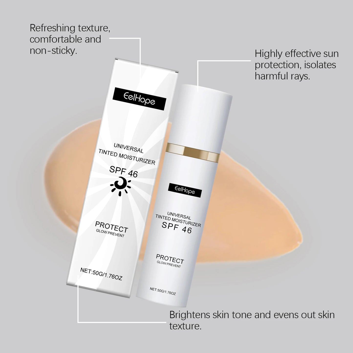 50G Body Sunscreen Cream Lightweight Moisturizing Nourishing Soothing Redness UV Protection Refreshing Glowing Sunblock Lotion