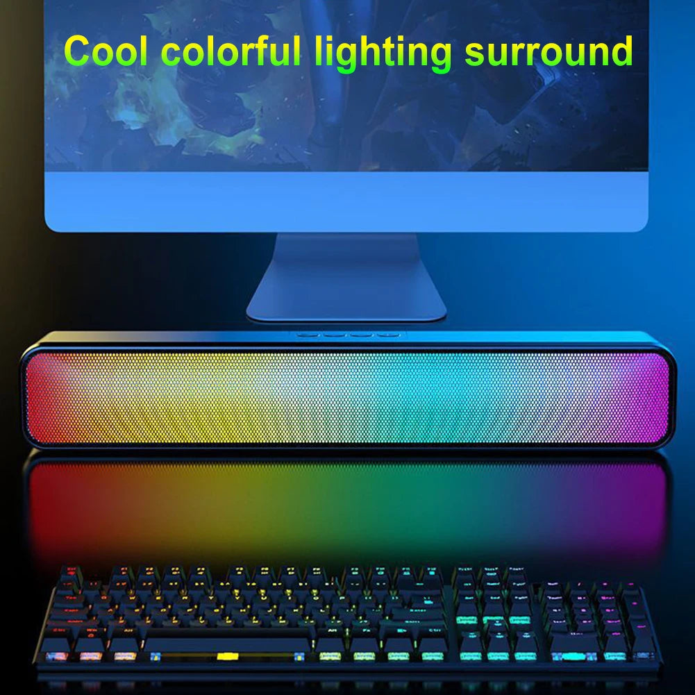 RGB Color Wireless Speaker Bluetooth 3D Stereo Sound Bar & Subwoofer USB Computer Speaker Double Speaker High Volume for PC Game