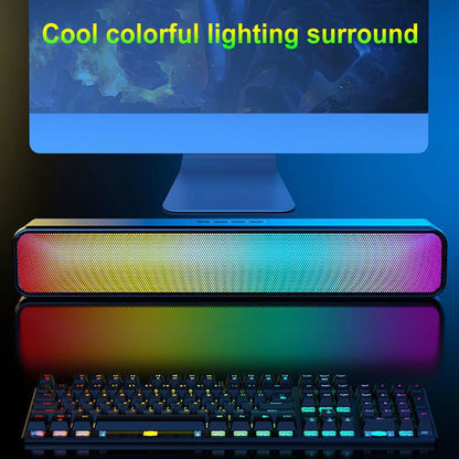 RGB Color Wireless Speaker Bluetooth 3D Stereo Sound Bar & Subwoofer USB Computer Speaker Double Speaker High Volume for PC Game
