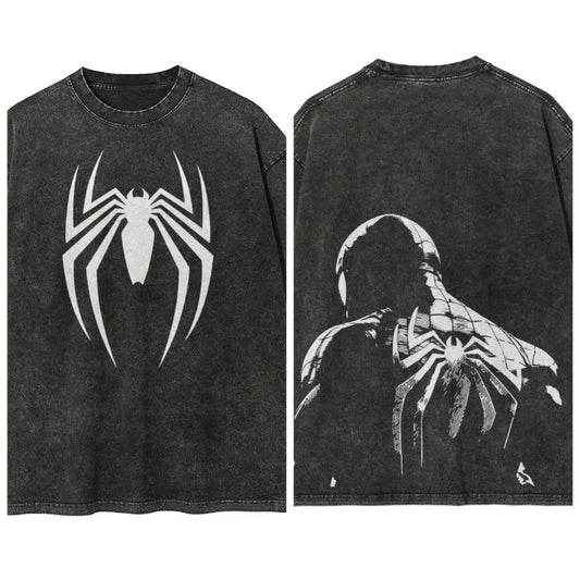 Marvel Spider-man Washed Retro Short Sleeve T-Shirt Casual Summer Wear Men's Comfortable Short Sleeve Half Sleeve Sports Popular