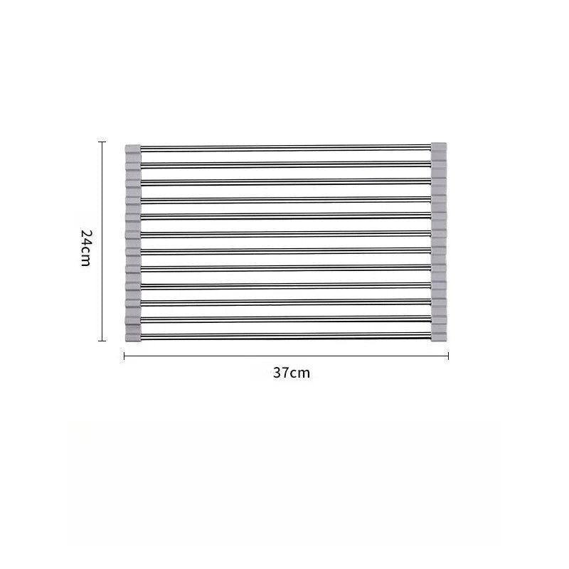1pc Foldable Dish Drainer,Roll Up Dish Drying Rack ,Kitchen Sink Holder Organizer,Tableware Plate Storage Shelf