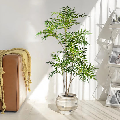 78-140cm Large Artificial Nandina Plants Plastic Palm Tree Fake Green Bamboo Leaves Tall Tropical  Tree For Home Office Decor
