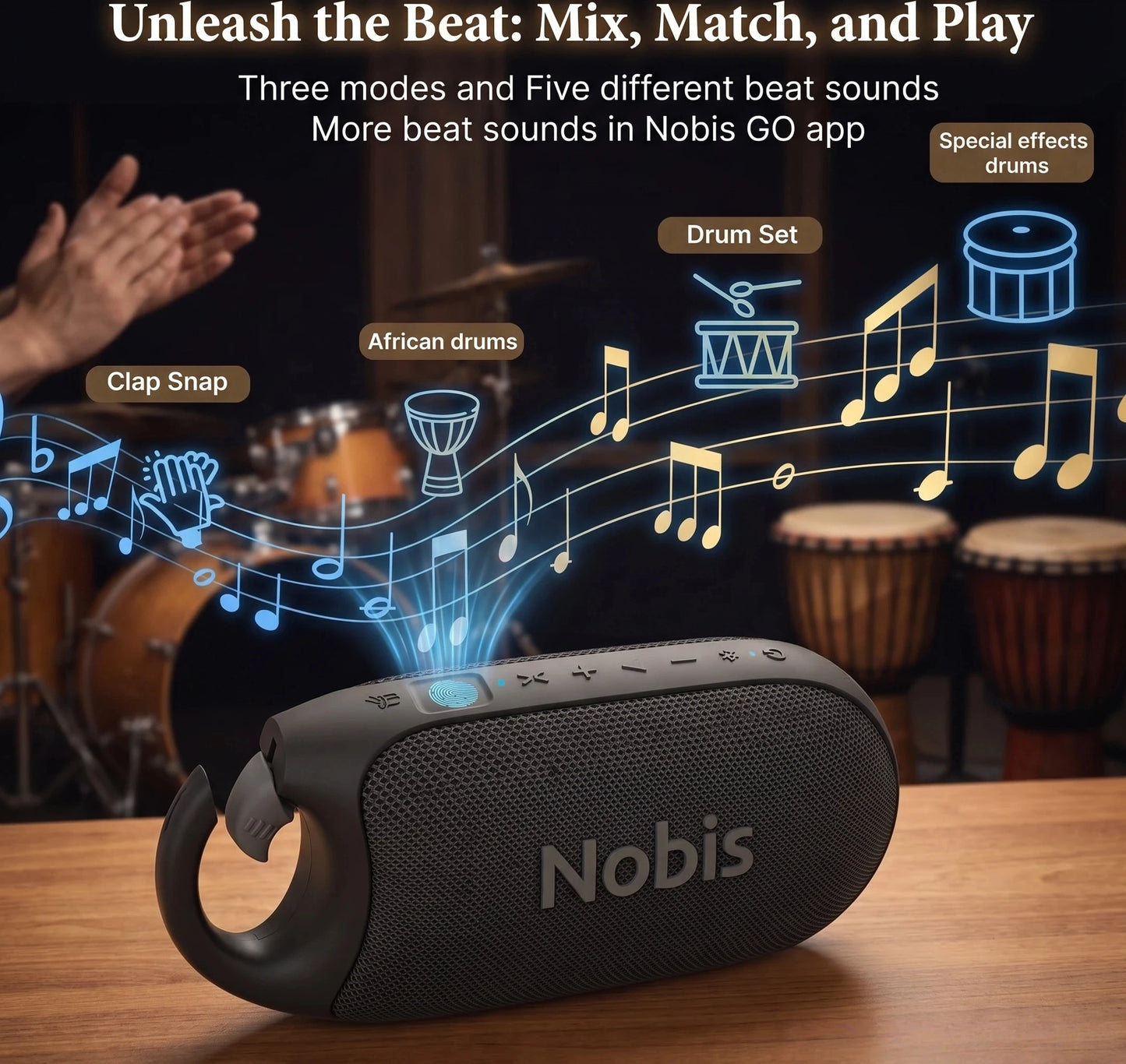 IP68 Waterproof Bluetooth Speaker, 8W Loud Stereo Sound 24H Playtime TWS Portable Wireless Speaker with Touch Control Beat Effec