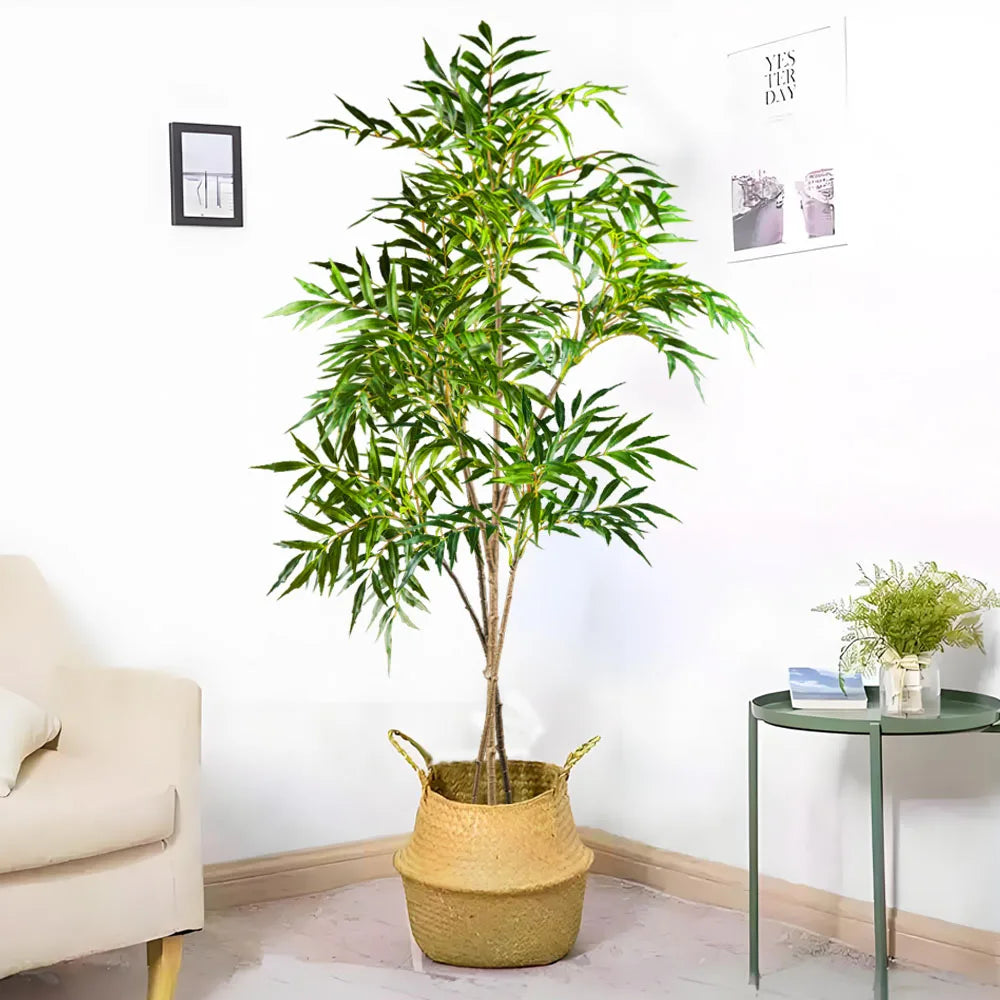 78-140cm Large Artificial Nandina Plants Plastic Palm Tree Fake Green Bamboo Leaves Tall Tropical  Tree For Home Office Decor
