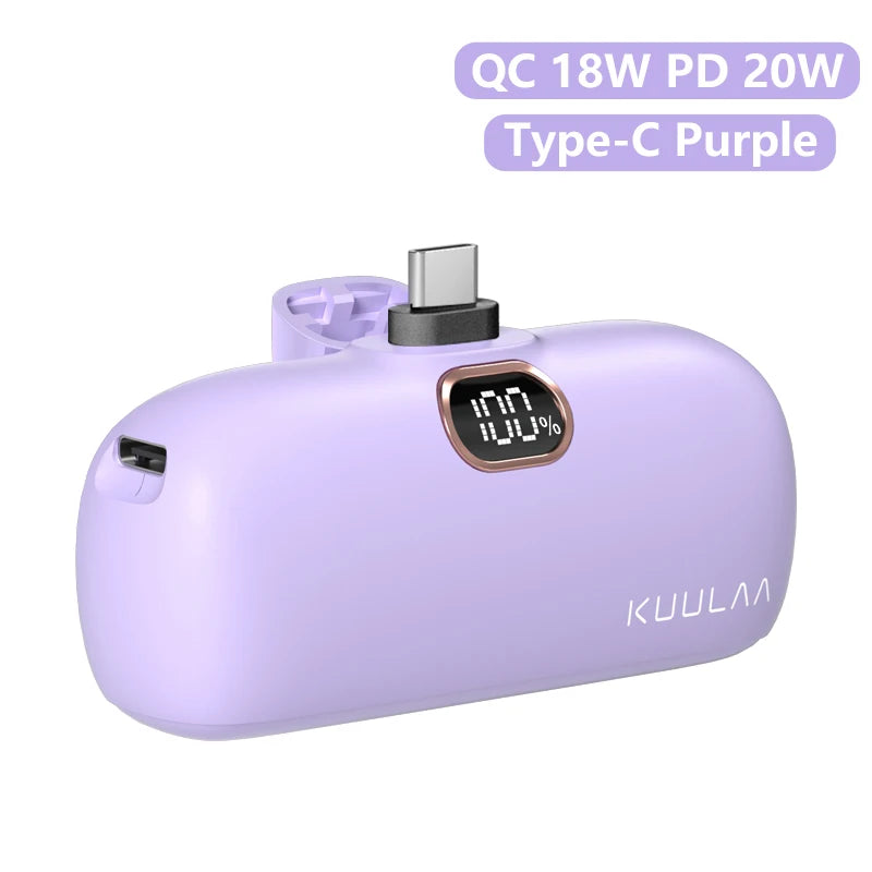 KUULAA Mini Power Bank 5000mAh PowerBank Fast Charging Portable Charger For iPhone 17 16 14 Xiaomi Samsung poco External Battery
