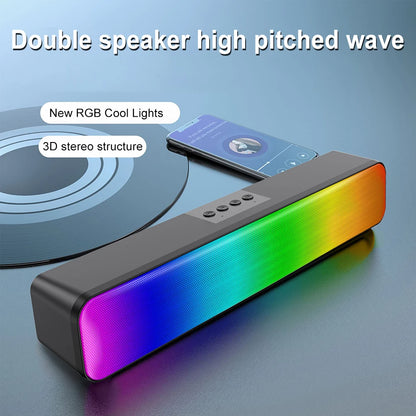 RGB Color Wireless Speaker Bluetooth 3D Stereo Sound Bar & Subwoofer USB Computer Speaker Double Speaker High Volume for PC Game