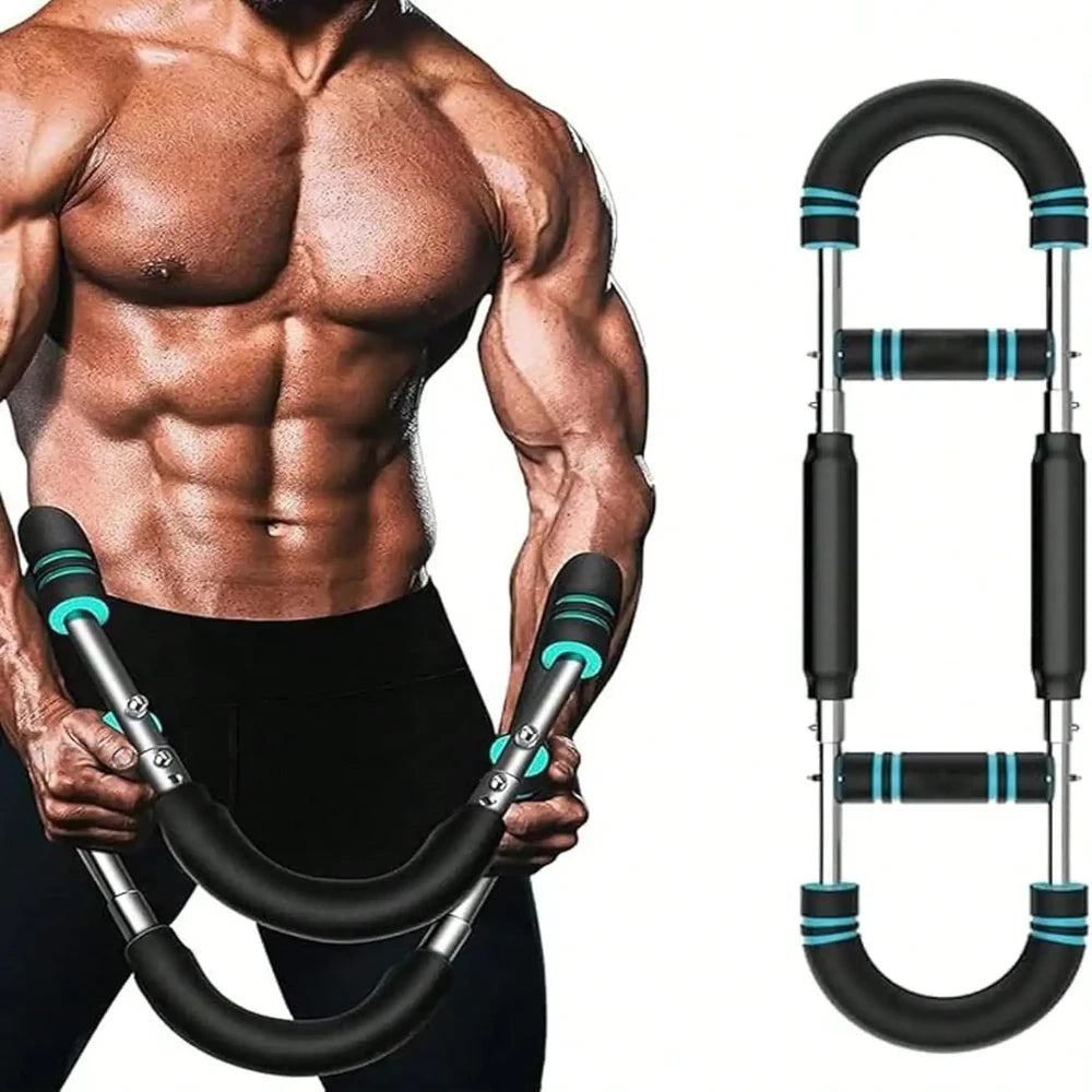 Adjustable Power Twister Arm Exerciser 60-100lbs - Spring Chest Forearm Triceps Workout Bar, Home Fitness Strength Trainer Kit