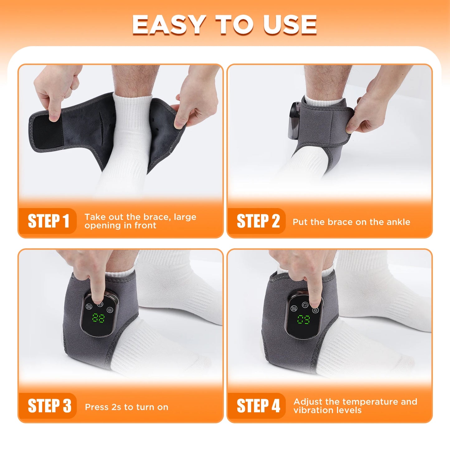 Electric Heating Foot Massage Vibration Relaxation Ankle Massager Hot Compress Ankle Brace Joint Sprain Support Ankle Protection