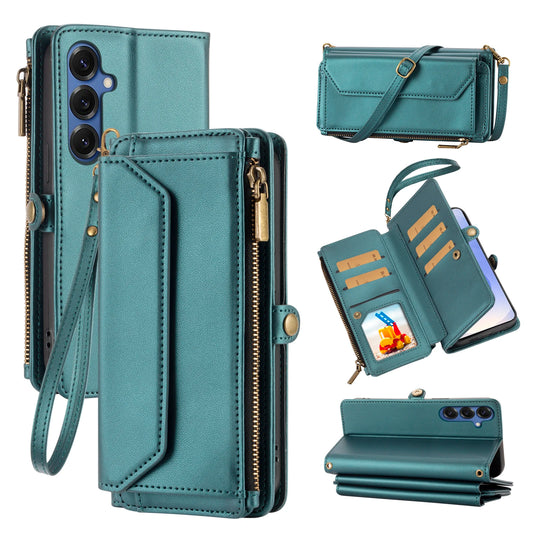 Wallet Protective Case for Samsung S26/S25/S24/S23/S22/S21 Ultra Cross-Shoulder Strap Protective Cover with Multiple Card Slots for Coins Faux Leather Phone Case