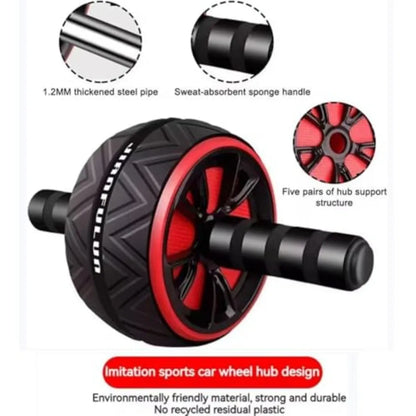 Ab Roller Wheel and Knee Mat for Abdominal Core Strength Training Home Gym Fitness Exercise Wheel in Black Reinforced Design fo