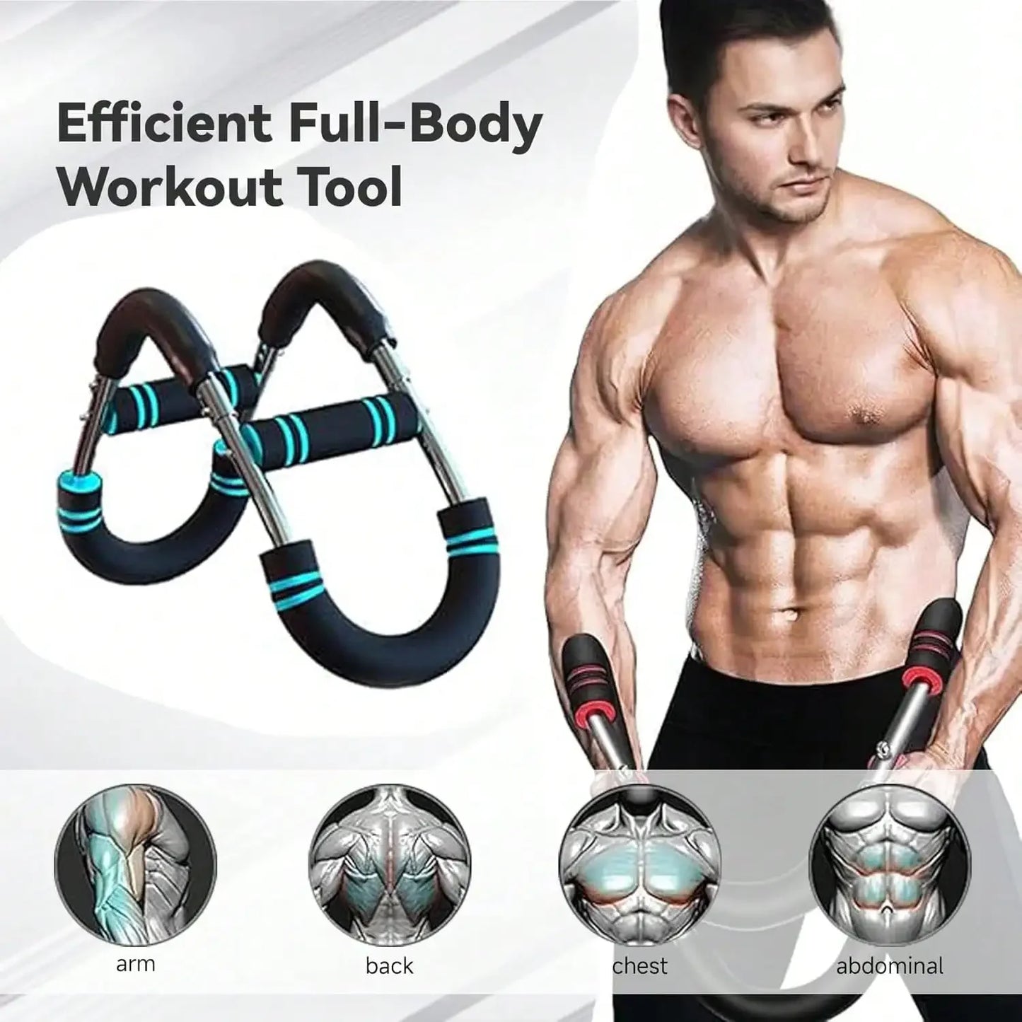 Adjustable Power Twister Arm Exerciser 60-100lbs - Spring Chest Forearm Triceps Workout Bar, Home Fitness Strength Trainer Kit
