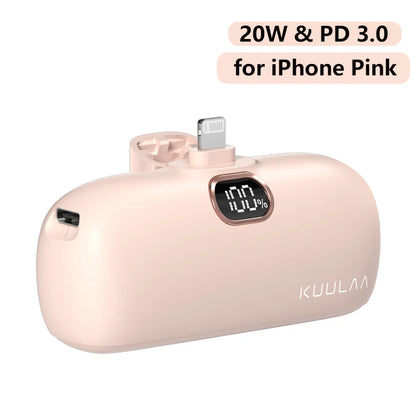 KUULAA Mini Power Bank 5000mAh PowerBank Fast Charging Portable Charger For iPhone 17 16 14 Xiaomi Samsung poco External Battery