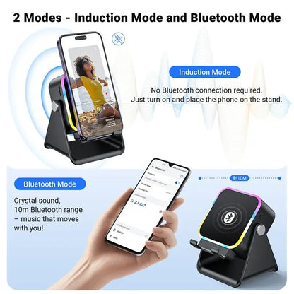A25P Bluetooth Audio 5 In 1 Wireless Induction Speaker With Phone Stand, Perfect Birthday Gift For Men Women