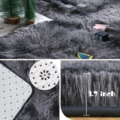 VIKAMA Plush Tie-Dye Carpet Living RoomHome Decor Children's Bedroom Fluffy Carpet Non-Slip Blanket Bedside Design Room Play Mat