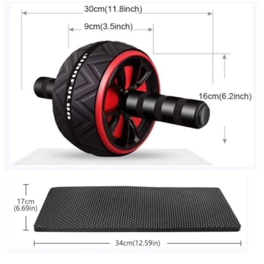 Ab Roller Wheel and Knee Mat for Abdominal Core Strength Training Home Gym Fitness Exercise Wheel in Black Reinforced Design fo