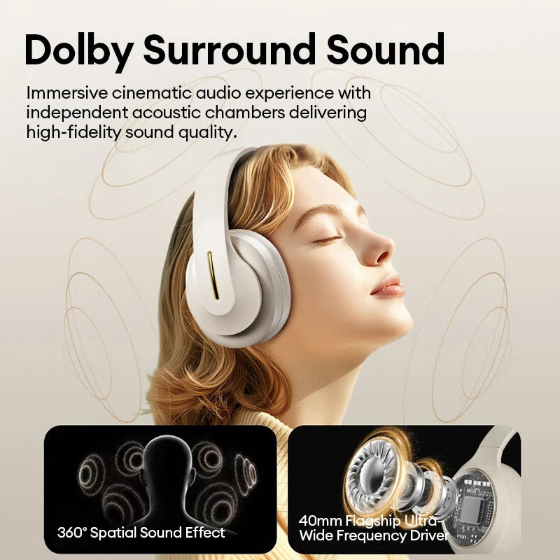 Lenovo LES-107 Wireless Over-Ear Bluetooth Sport Headphones Noise Cancelling Foldable Gaming Headset HiFi Bass Long Battery Life
