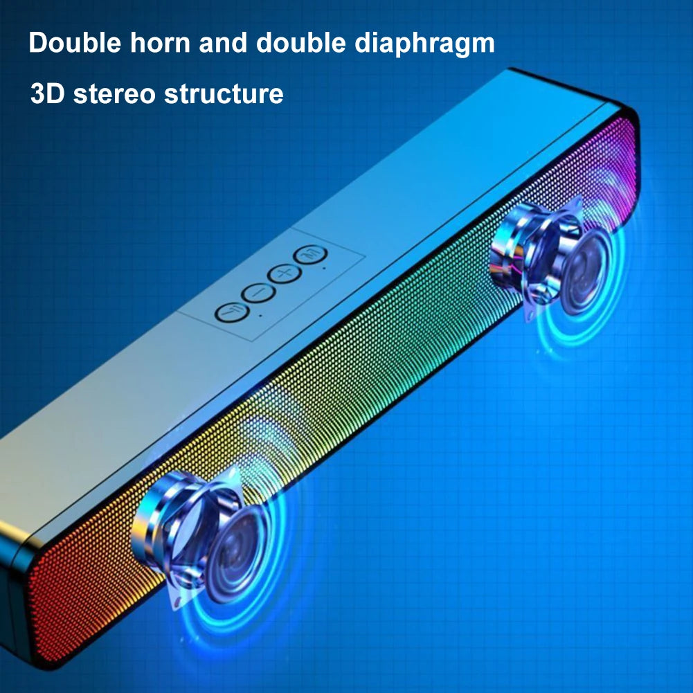 RGB Color Wireless Speaker Bluetooth 3D Stereo Sound Bar & Subwoofer USB Computer Speaker Double Speaker High Volume for PC Game