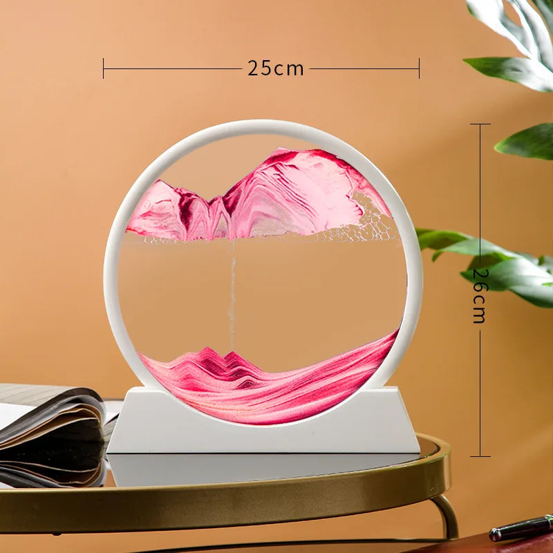 12 Inch 3D Moving Sand Art Picture Round Glass Ocean Sandscape Hourglass Quicksand Craft Flowing Sand Painting Home Decor