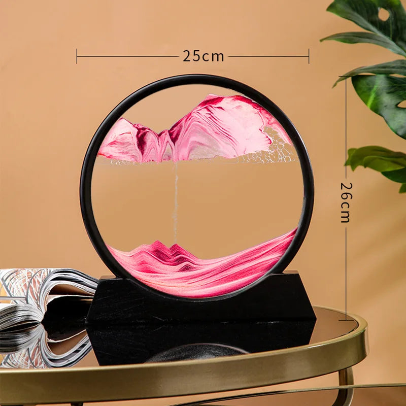 12 Inch 3D Moving Sand Art Picture Round Glass Ocean Sandscape Hourglass Quicksand Craft Flowing Sand Painting Home Decor