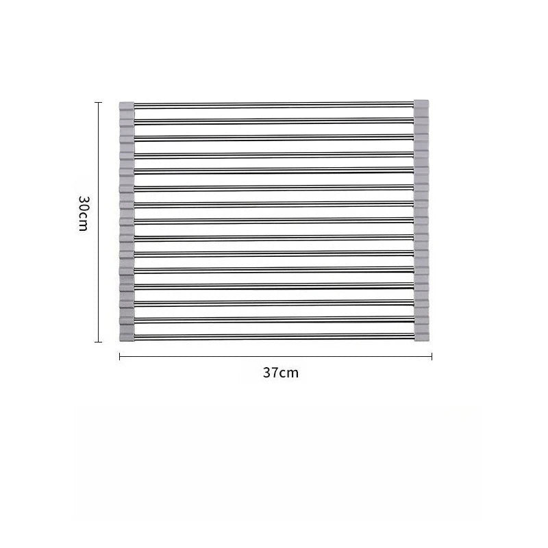 1pc Foldable Dish Drainer,Roll Up Dish Drying Rack ,Kitchen Sink Holder Organizer,Tableware Plate Storage Shelf