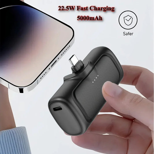 Mini Portable Charger 22.5W Fast Charging 5000mAh USB-C Dual Power Mode Universal Compatibility USB Type-C Mobile Power Bank