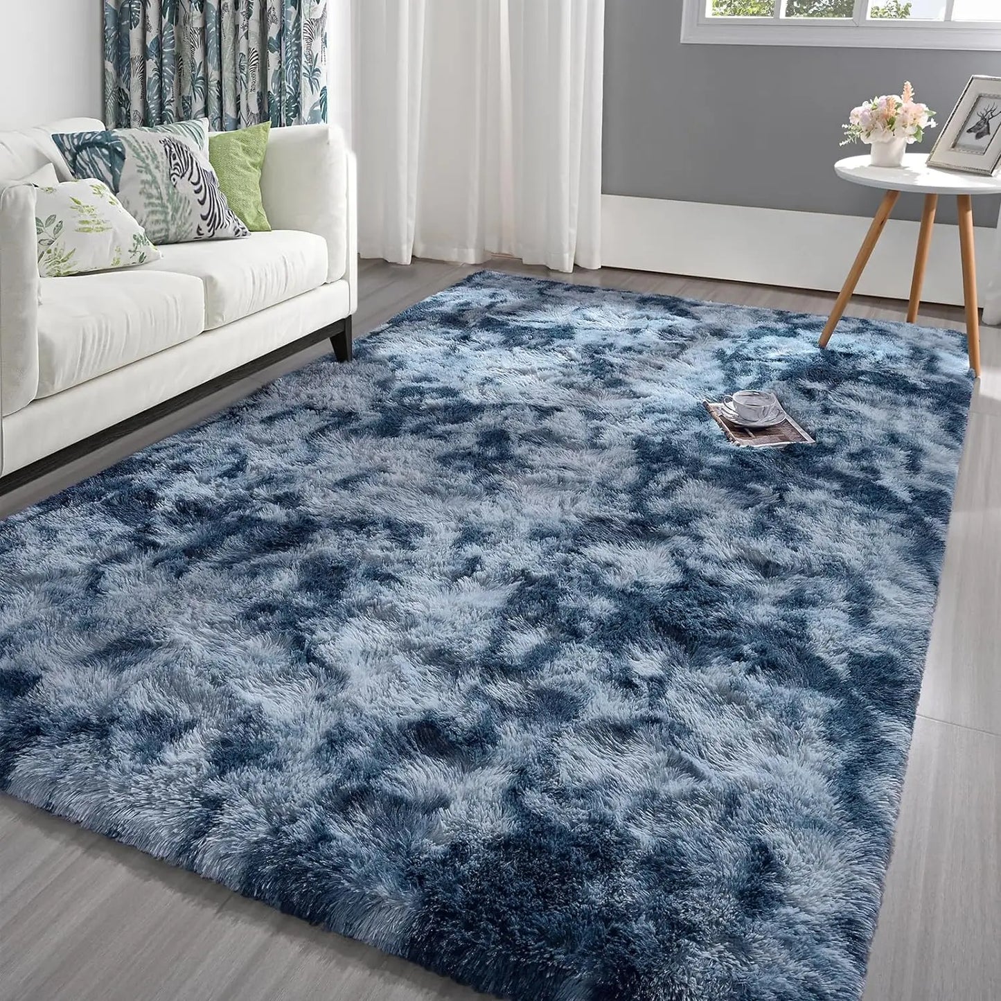 VIKAMA Plush Tie-Dye Carpet Living RoomHome Decor Children's Bedroom Fluffy Carpet Non-Slip Blanket Bedside Design Room Play Mat