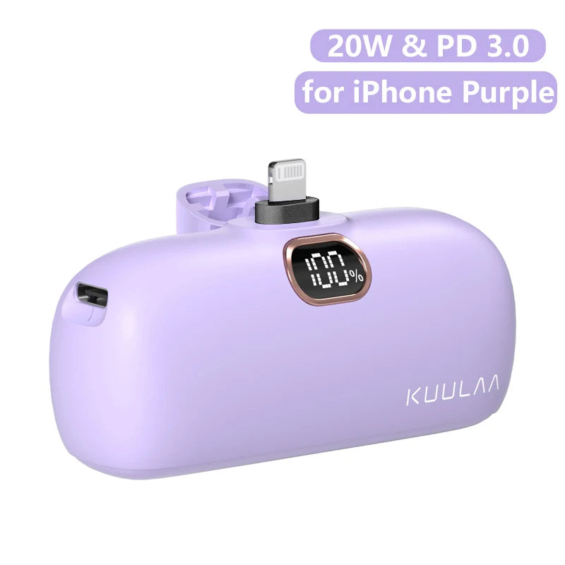 KUULAA Mini Power Bank 5000mAh PowerBank Fast Charging Portable Charger For iPhone 17 16 14 Xiaomi Samsung poco External Battery