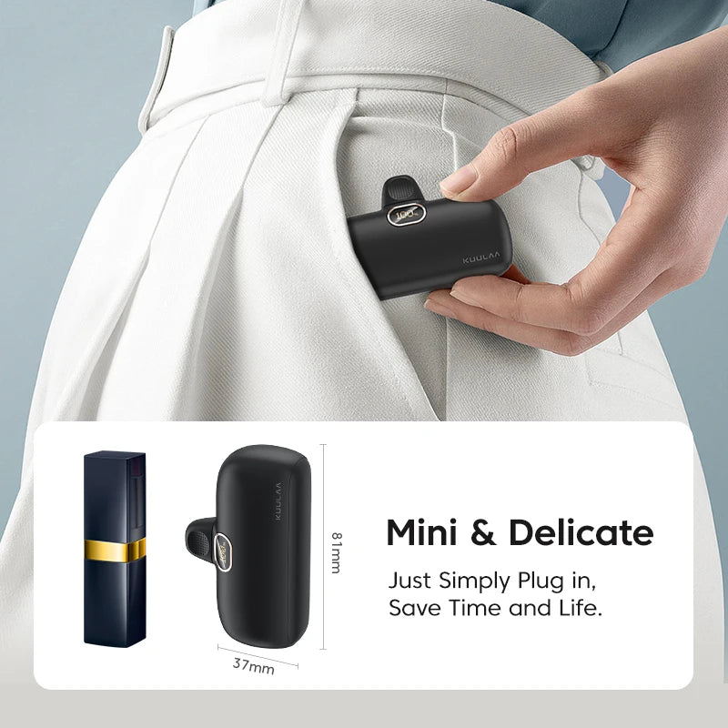 KUULAA Mini Power Bank 5000mAh PowerBank Fast Charging Portable Charger For iPhone 17 16 14 Xiaomi Samsung poco External Battery