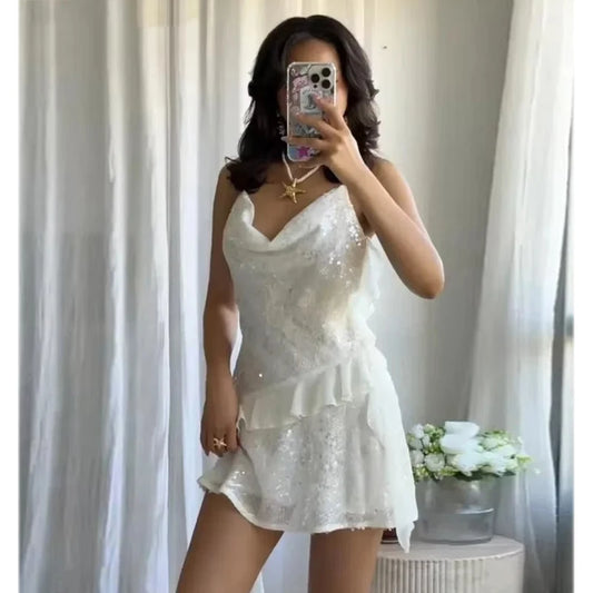 2026 Sequin Mini Dress Woman Sexy Slip Party Dresses for Women Summer Backless Women's Dress Straps Beach Short Dresses